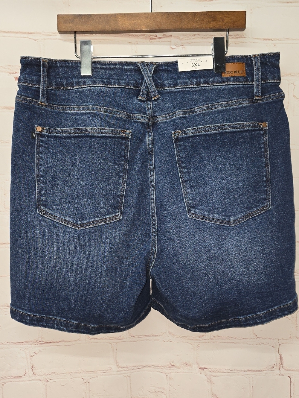 Judy Blue Double Button Dark Blue Denim Jean High Waist Shorts Size 3XL NWT